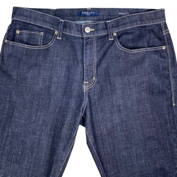 Fidelity Men's Vantage Skinny Slim Stretch Jeans in Oxford Dark Wash, Size 38 - Picture 2 of 6